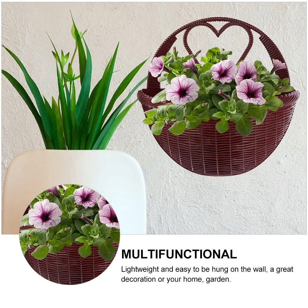 

2Pcs Wicker Flower Baskets Wall Plastic Flower Pot Decor for Home Garden Lightweight Hanging Planter Basket with Chic