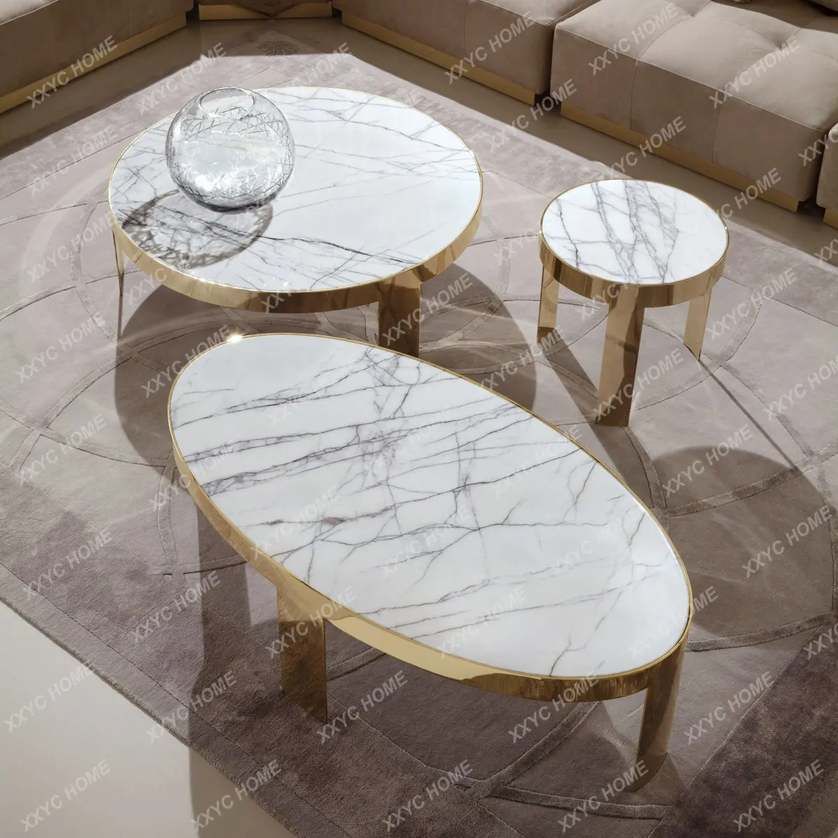 

Mild Luxury Marble Coffee Table Modern Small Apartment Living Room Sofa Table Size Combination Creative Furniture