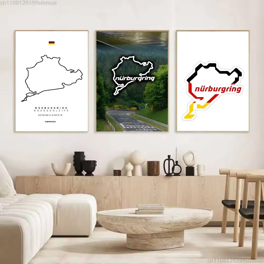 Nurburgring Nordschleife Poster Fancy Poster Wall Sticker for Living Room Bar Vintage Decorative Painting