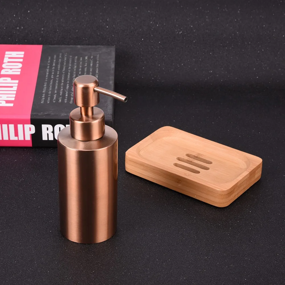 

Stainless Steel Soap Dispenser 250ML 350ML Rose Gold Liquid Dispenser Pump Bottle Leakproof Modern Lotion Dispenser