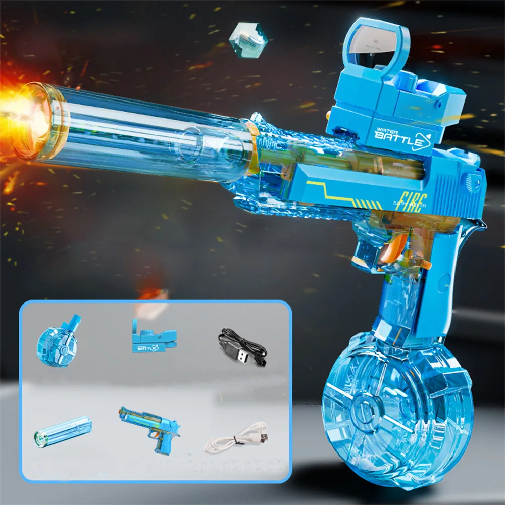 

New Electric Automatic Water Gun With light Sprays Water Continuously High-pressure High-speed Powerful Ice Blast Water Gun Toys