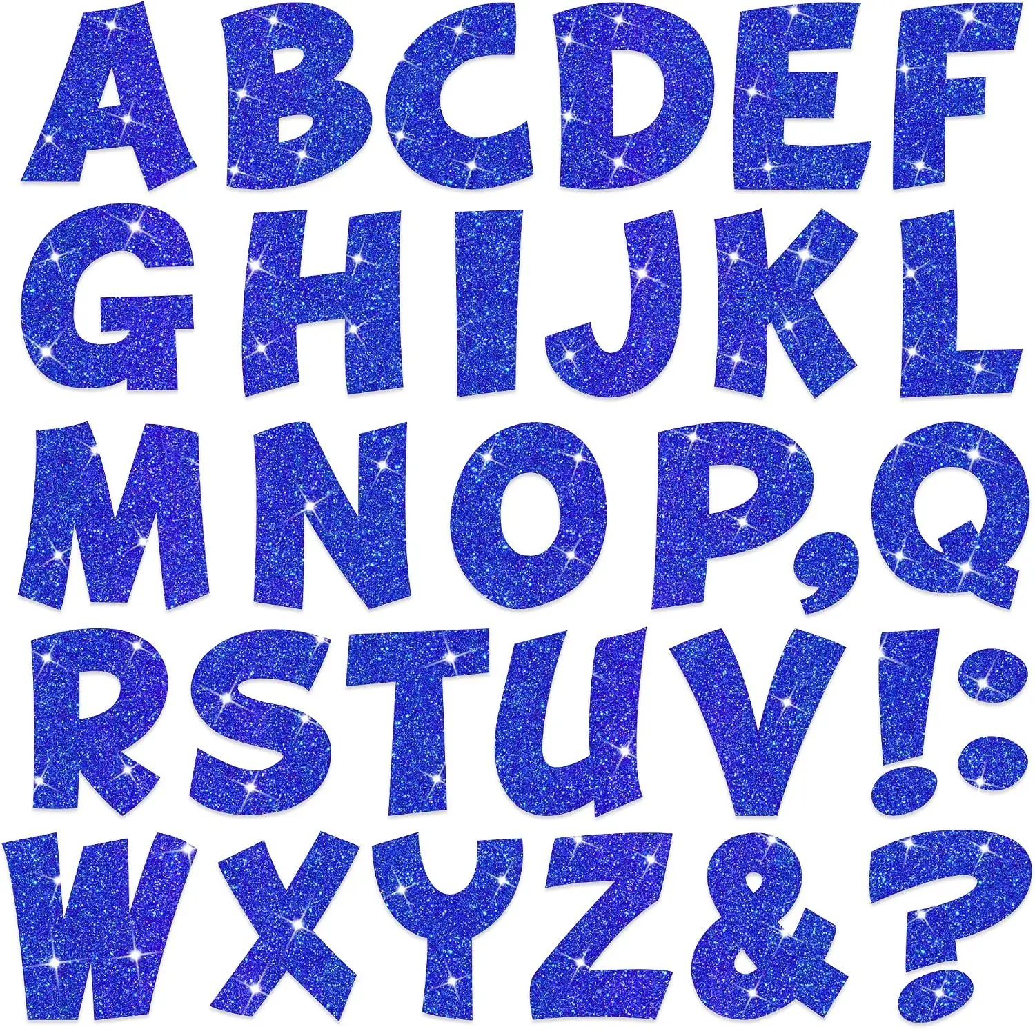 132Pcs Blue Glitter Bulletin Board Letters, 12 Sheets 2.5 Inch Large Self‑Adhesive Vinyl Alphabet Stickers for Mailbox