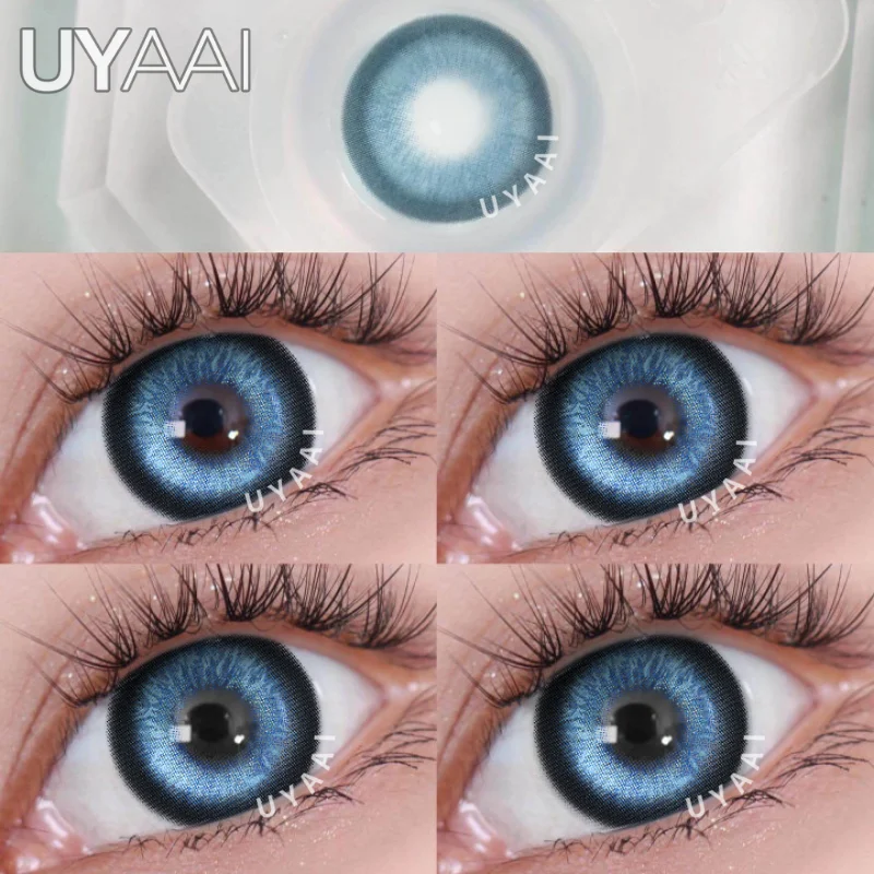 UYAAI 1 Pair Colored Contact Lenses for Eyes Free Shipping Brown Lense Blue Lenses Gray Eye Contact Fashion Lenses Korean Lenses