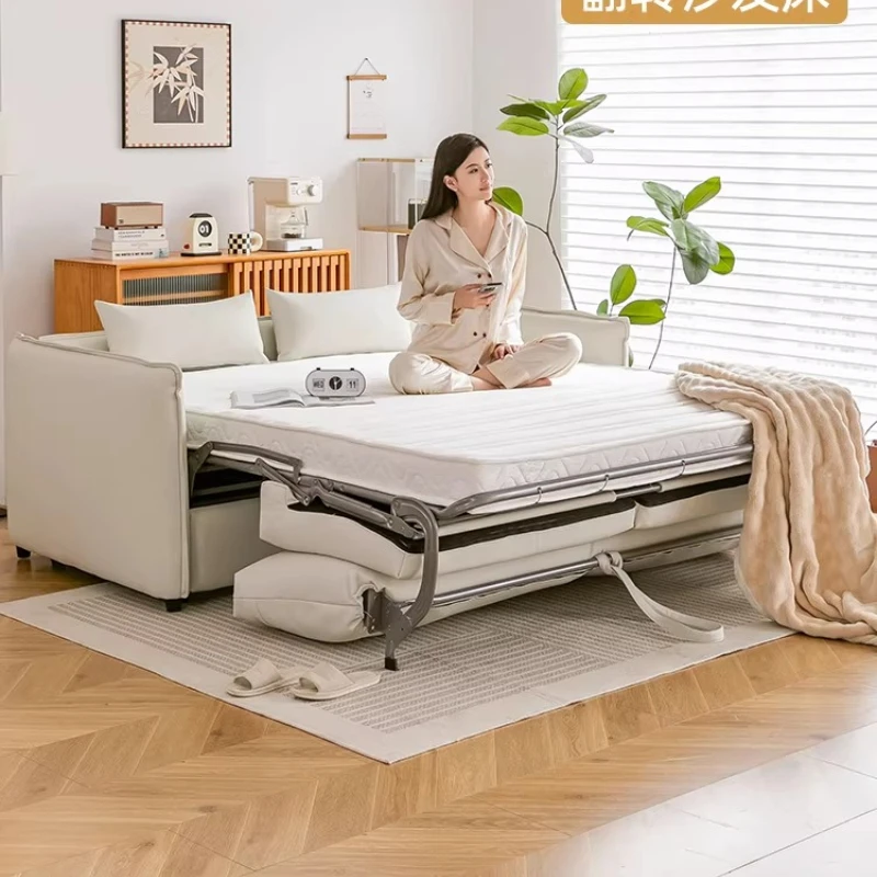 

Высококачественный кожаный диван-кровать, раскладной, двойного назначения, новинка 2026 года, многофункциональный