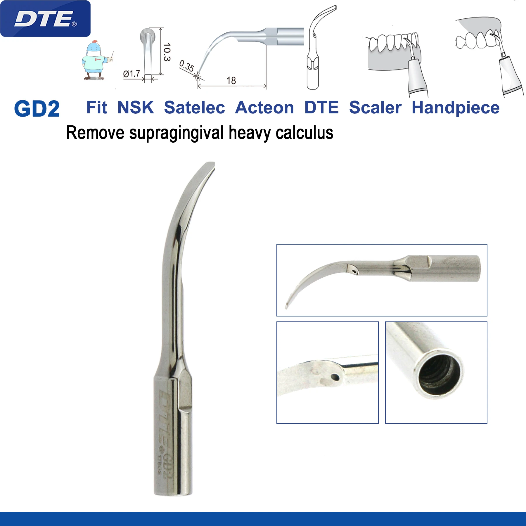 Originele Specht DTE Tandheelkundige Scaler Tips Ultrasone Scaling Tip G1-G8 GD1-GD8 Voor tanden reinigen Fit EMS NSK Satelec Acteon