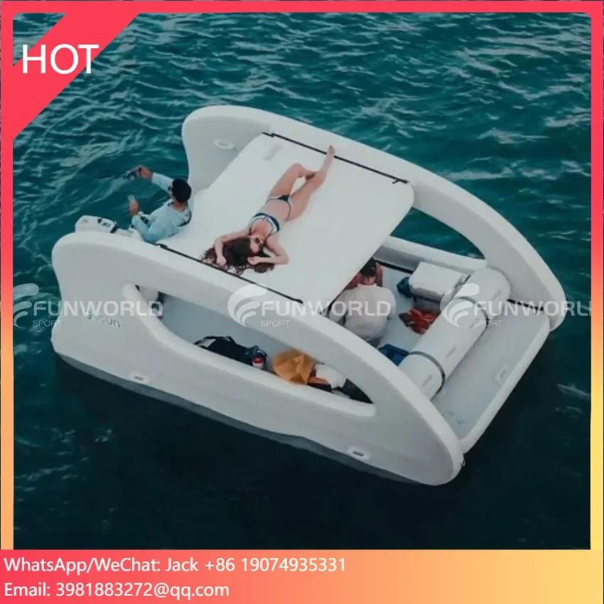 

Hot Selling Durable Inflatable Lake River House Boat Island Float Solar-Powered Electric Watercraft Enjoy Luxury Design