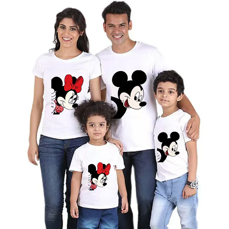 

Disney Mickey Mouse Goofy Boys Girls Family Parent-Child Summer T-Shirt Casual Cute Comic Style Animated Printed Short Sleeve