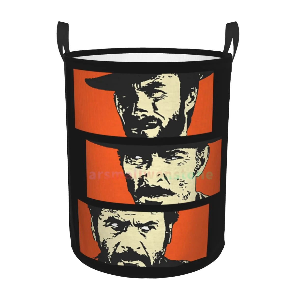 The Good The Bad And Ugly Blondie Angel Eyes Tuco Cowboy Round Laundry Hamper Storage Basket Toys Clothes Organizer Bin for Home