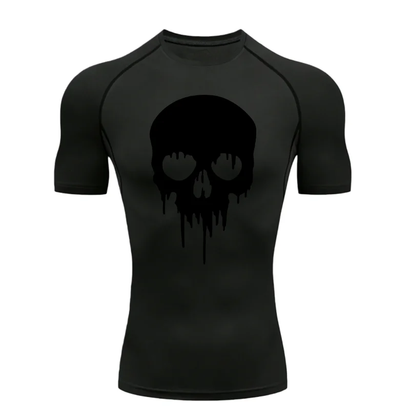 Schmelzendes Skelett-Print 2026 Herren Sport-T-Shirt Training Fitness Kompression Herren Trainings-T-Shirt Synthetisches Herren-T-Shirt Pilates