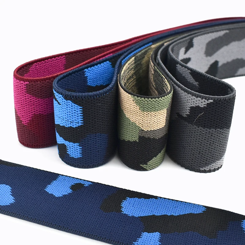 

2/5M Meetee 38mm Camouflage Elastic Band Pant Belt Stretch Rubber Bands Elasticity Webbing Polyester Tape DIY Sewing Accessories