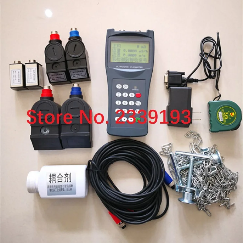 

Ultrasonic Flowmeter Handheld TDS-100H Portable Pipeline Liquid External Clamp Flowmeter Sensor Probe Switchable English display