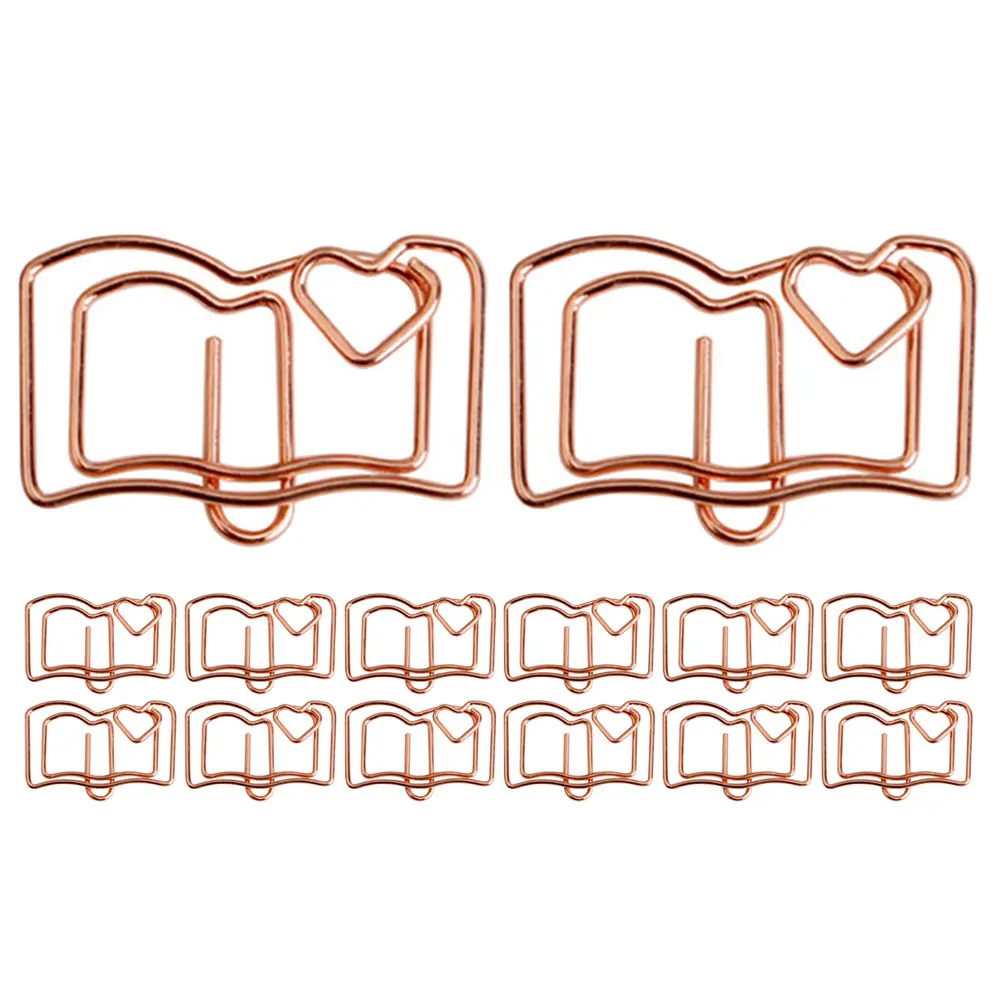 30pcs Book Notes Folder Decorative Stainless Steel Paper Clips Multi-use Document Accessories Office Supplies Mini Exquisite