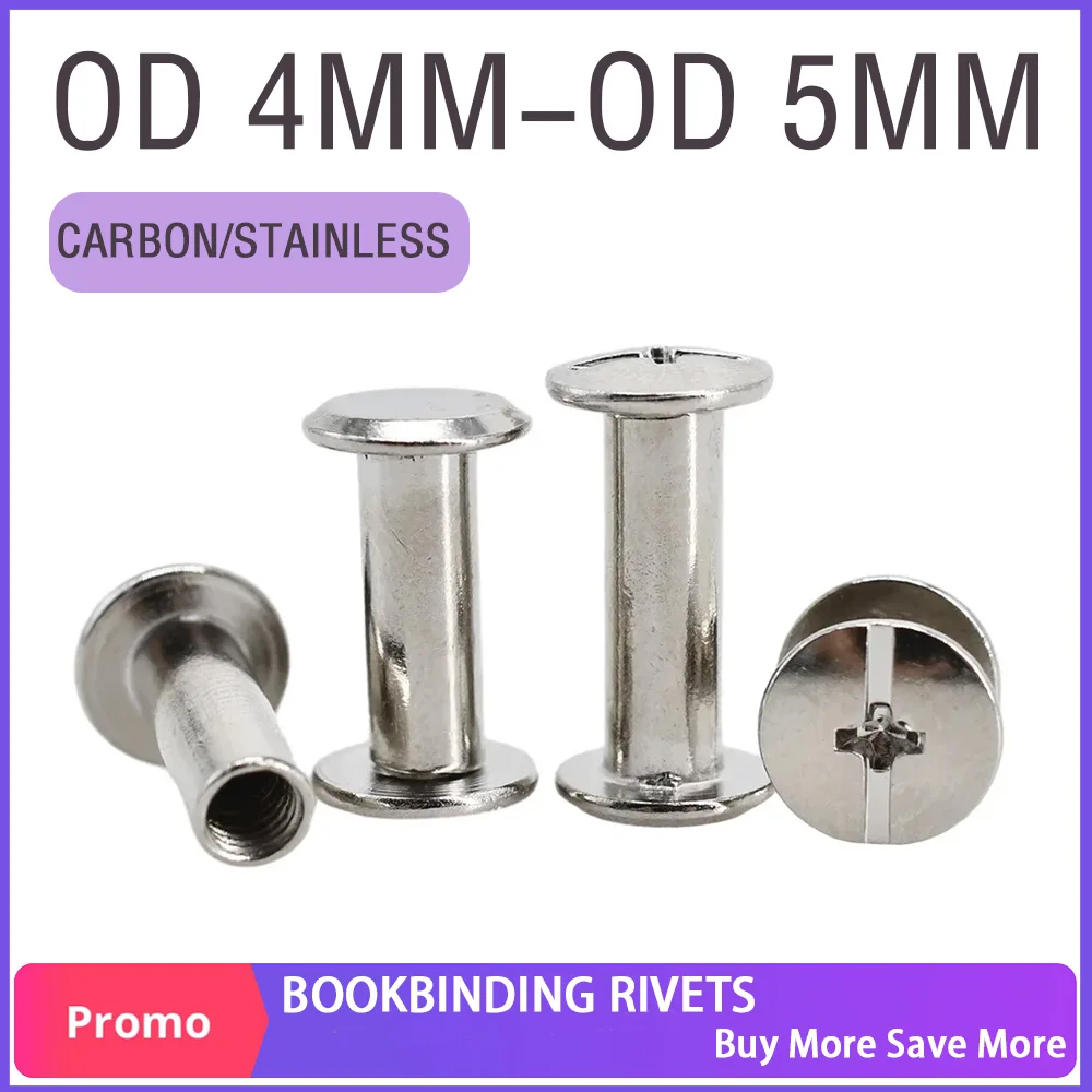 Stainless Steel/Carbon Phillips Chicago Screws Leather Belt Purse Binding Screw Photo Album Calendar Nails Bookbinding Rivets