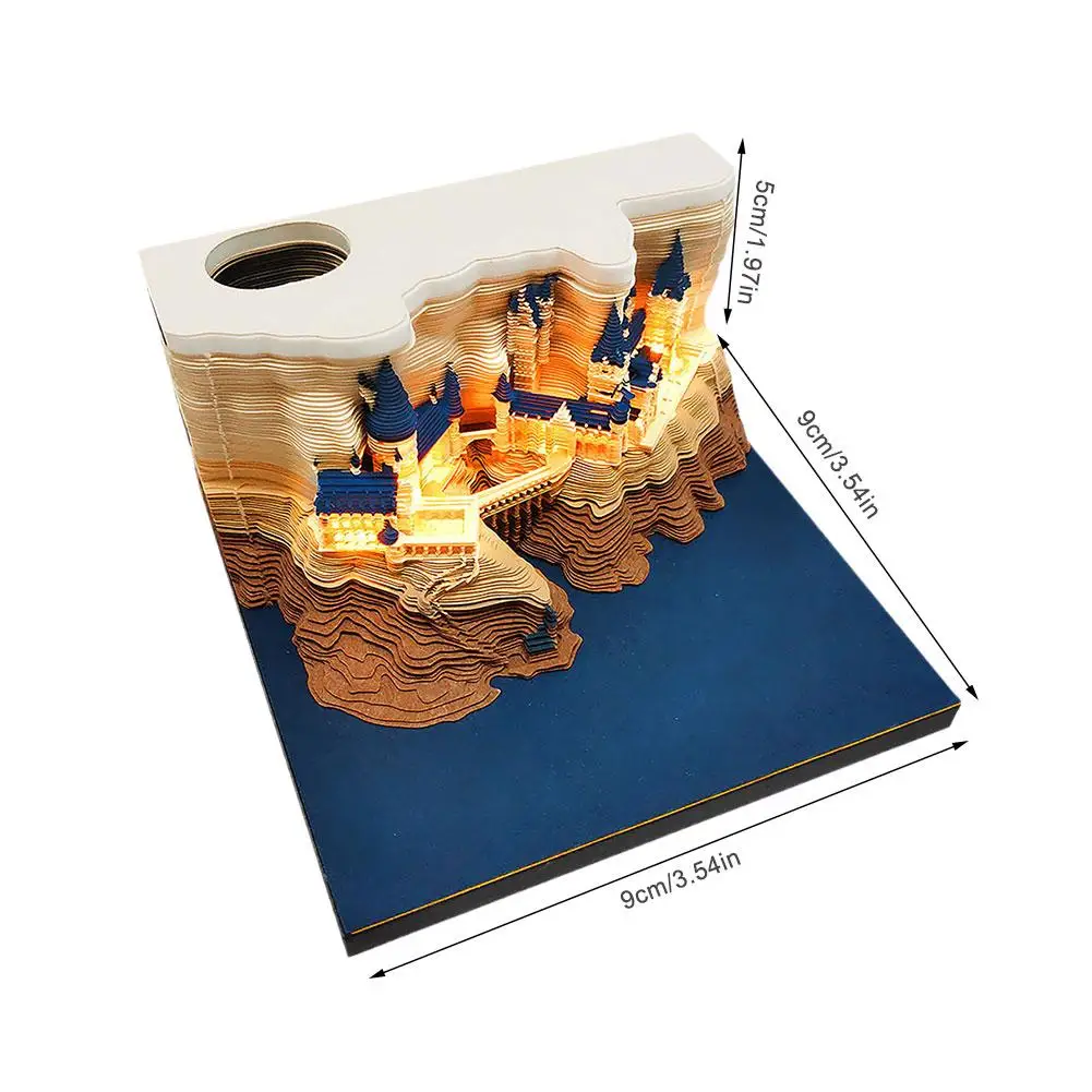 Magic Castle 3D Notepad Light 2024 Calendar Memo Pad Block Notes Harry Design Custom Block Note Paper Novelty Christmas Gifts