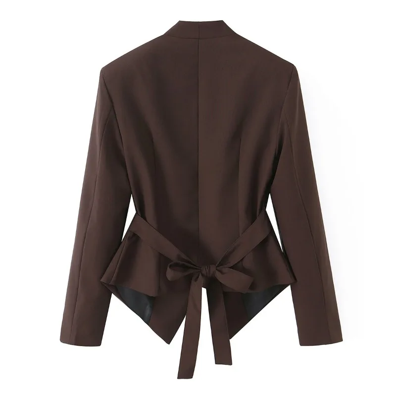A New Summer Fashion Single-breasted Chest Pleated Unbuttoned Long-sleeved Suit Jacket for Women Patchwork Commuter Women’s Wear