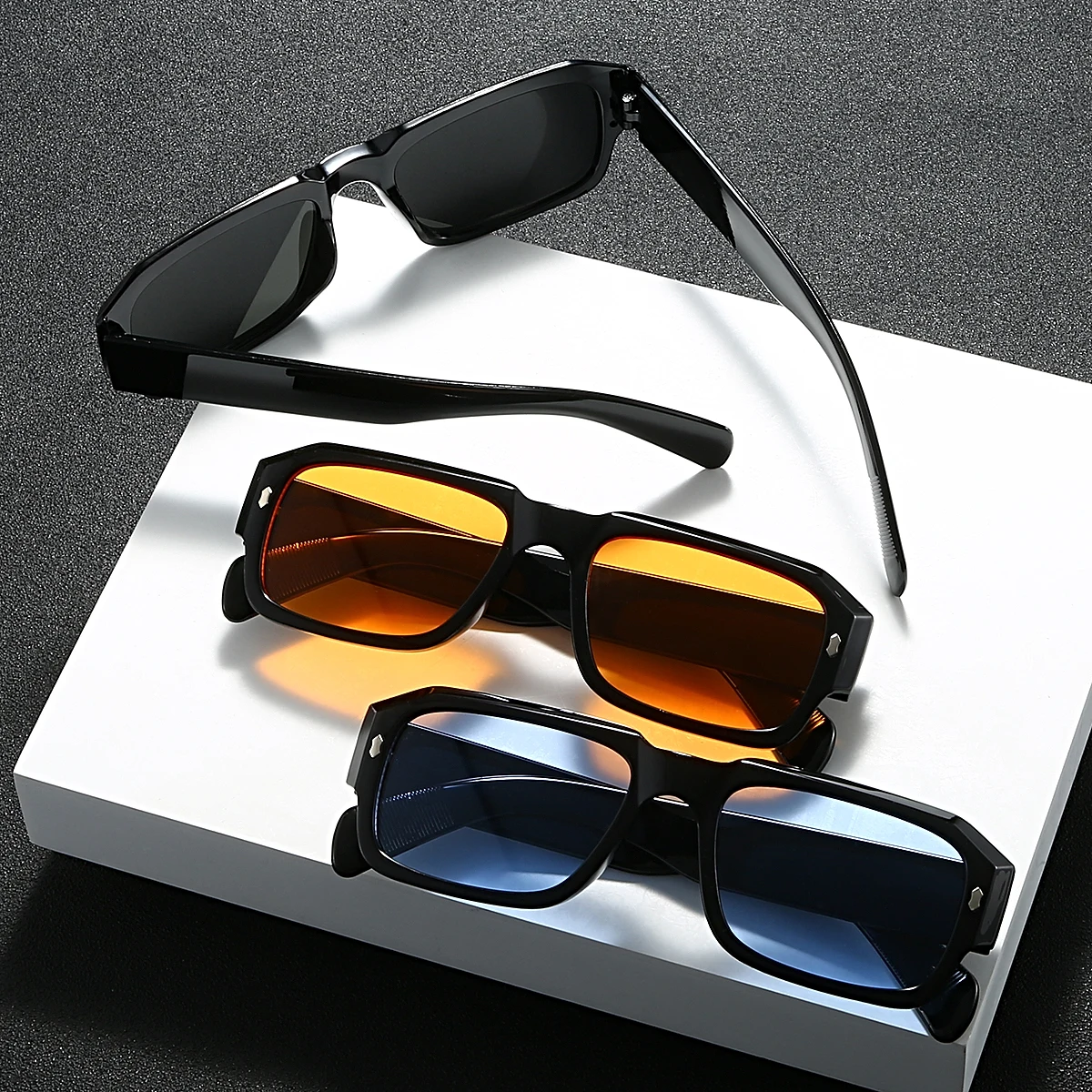 3Pcs Men's Retro Square Frame Fashion Glasses Set - Classic and Trendy, Suitable for Holiday Party Outdoor Decoration