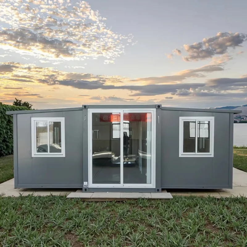 صديقة للبيئة حزمة مسطحة منزل جاهز 19x20ft غرفتين غرفتين المطبخ الحمام مجهزة بالكامل وحدات صغيرة المنزل المحمول