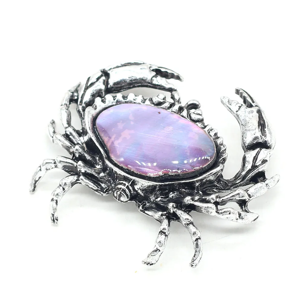 6PCS Wholesale Price Natural Abalone Shell Crab Shape Brooch Jewelry Making DIY Necklace Accessories Gift Decor 40x48mm