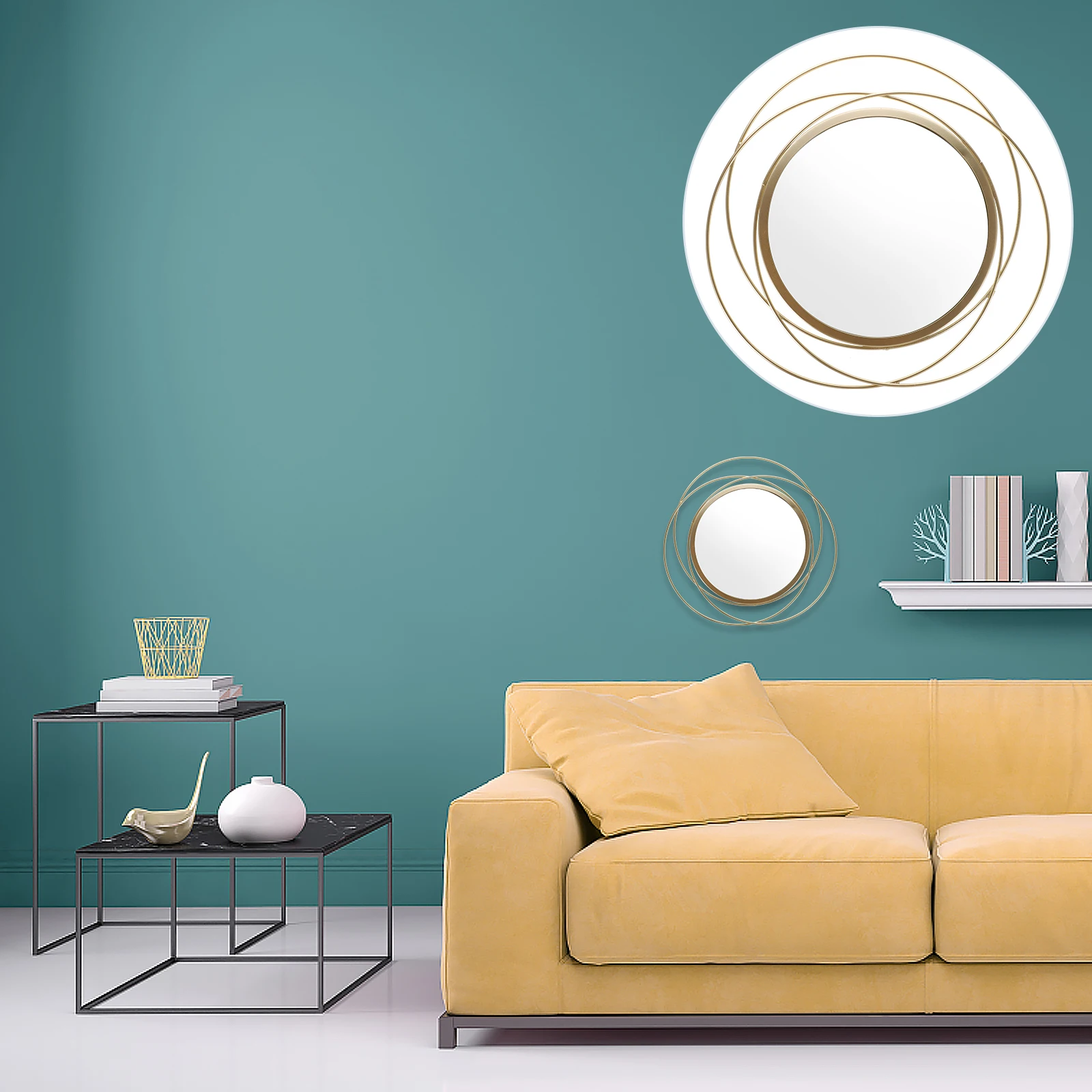 

1Pcs Round Iron Art Wall Hanging Mirror Vintage Decorative Frame Home Entryway Bar Hotel Guesthouse Mirror Decor