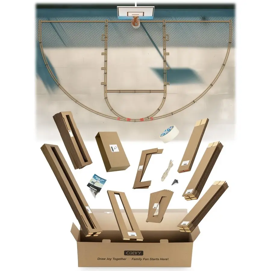 

Набор для маркировки баскетбольной площадки на заднем дворе, трафареты SnapFit для бетона, асфальта, подъездной дороги для жилых помещений, с многоразовым усилителем Easy St