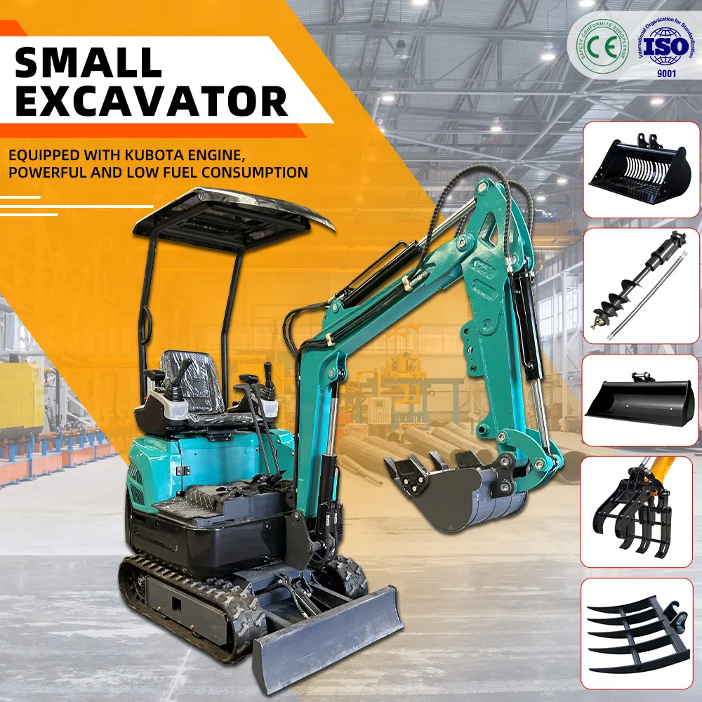 حفارات صغيرة 1.2 طن EPA EURO 5 DDP شحن حفار صغير هيدروليكي بالجملة رخيص 1.5 طن حفارة مدمجة مع مرفق #5