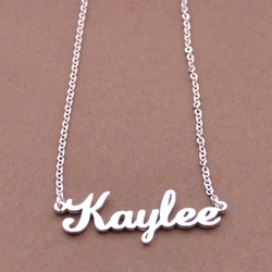 Custom Name Necklace Personalized Fashion Stainless Steel Metal Necklace Simple Style Women's Jewelry Couple Birthday Gift