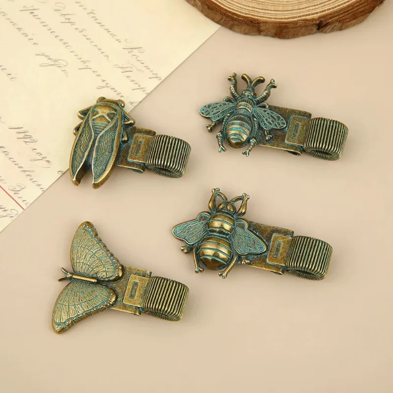 Vintage Insekten-Metall-Stiftclip, Federbelasteter Stifthalter für Notizbuch, Journal, Büro, Schule, Schreibwaren