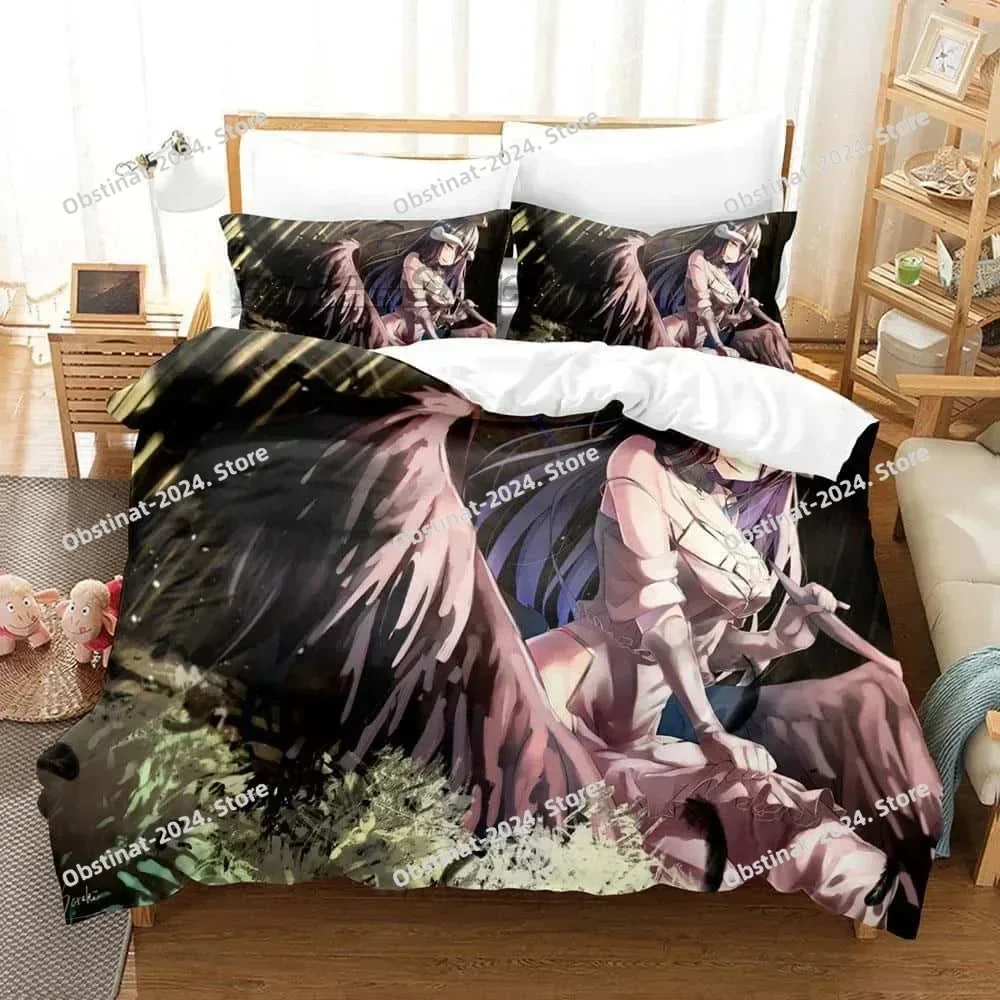 موضة أفرلورد طقم سرير واحد التوأم كامل الملكة الملك الحجم طقم سرير الكبار طفل غرفة نوم حاف طقم أغطية ثلاثية الأبعاد طباعة الهيكل العظمي أنيمي #5