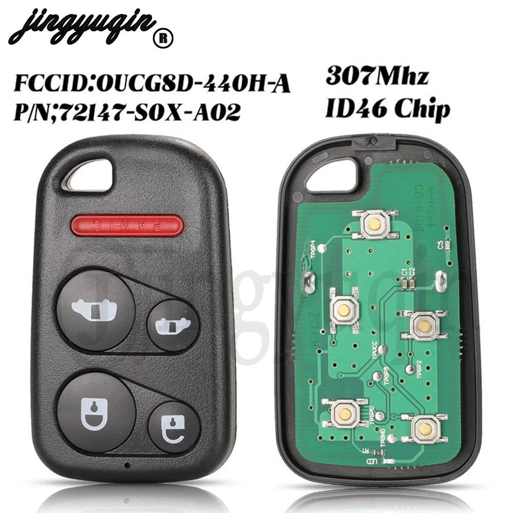 

jingyuqin 5 Buttons Keyless Remote Car Key Fob 307MHz ID46 Chip OUCG8D-440H-A G8D-440H-A 72147-S0X-A02 Fit For Honda Odyssey