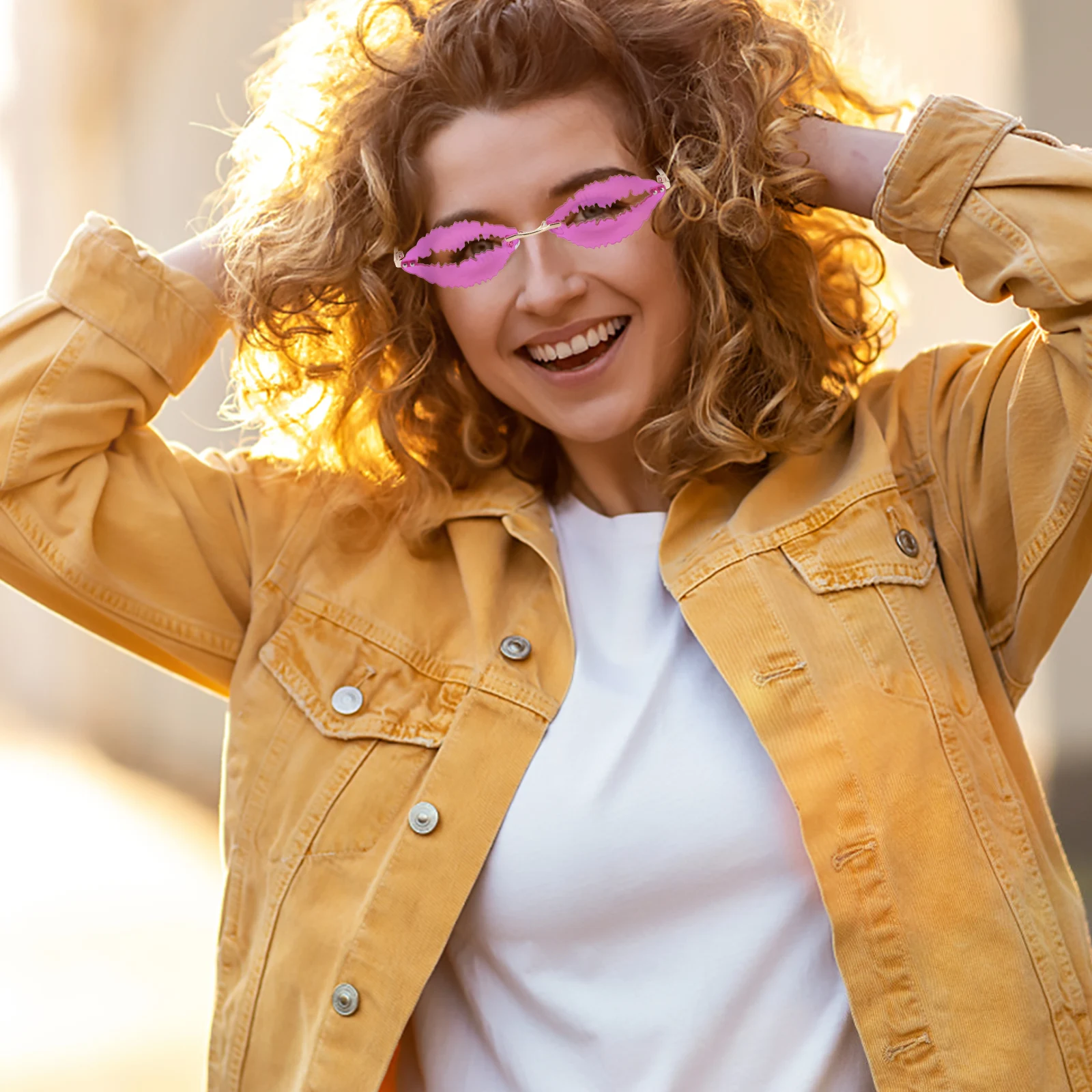 

Lip Sunglasses Funny Weird for Adults PC Rimless Frameless Funky Novelty