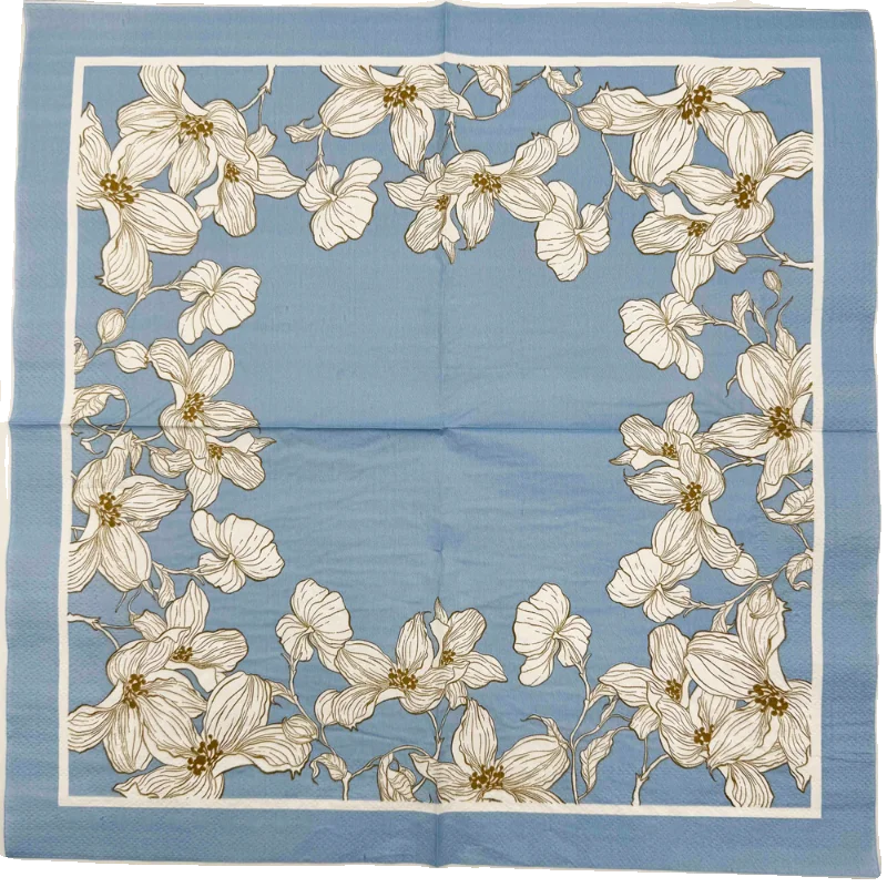 10/20pcs/Pac 33*33cm Printed Napkins High-end Blue Floral Model Square Mouth Cloth Paper Party Restaurant Disposable Placemats