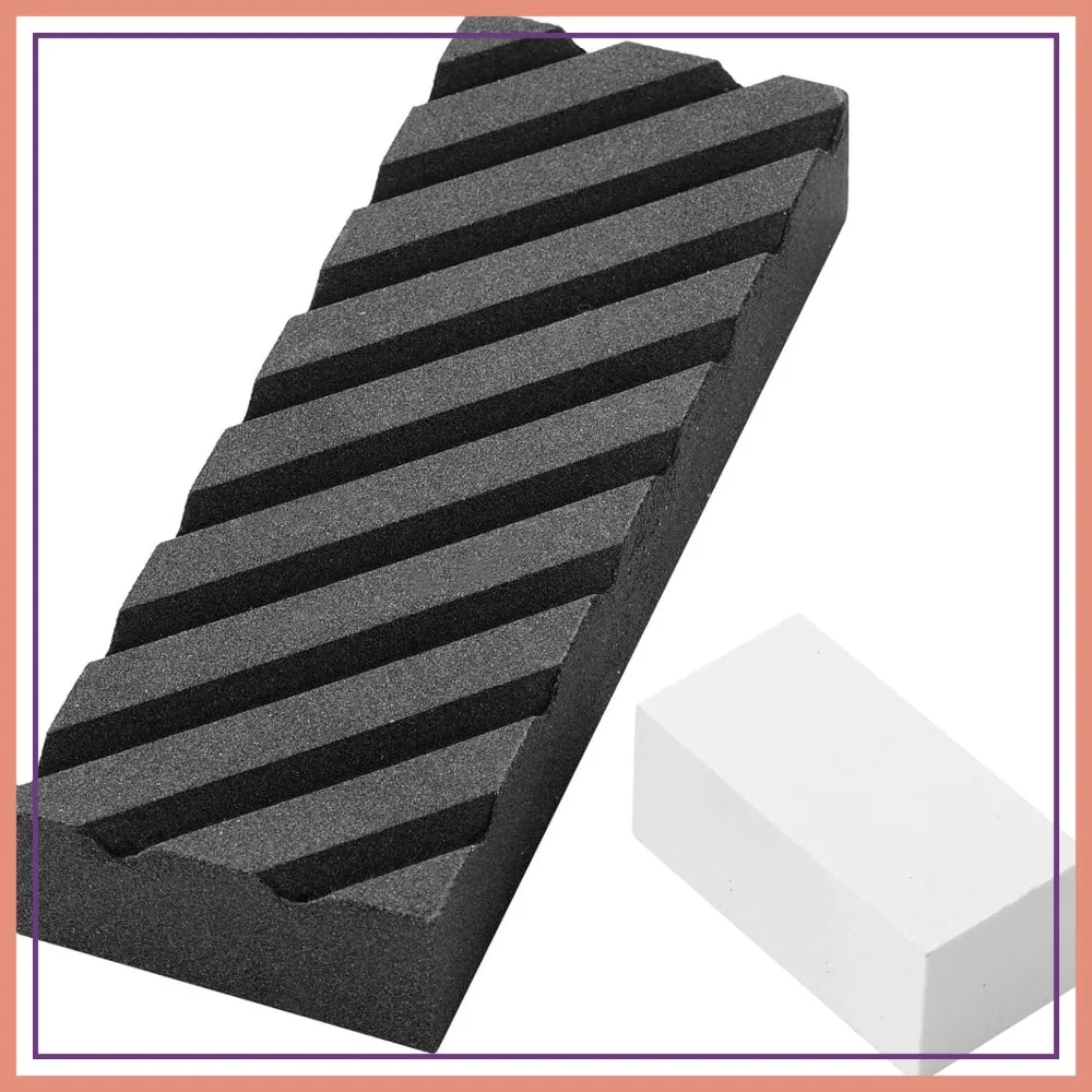 

Dual Grit Coarse/Fine Flattening Stone Set for Whetstone Fixer with Grooves - Re-Level Any Whetstones, Oil Stones, Waterstones