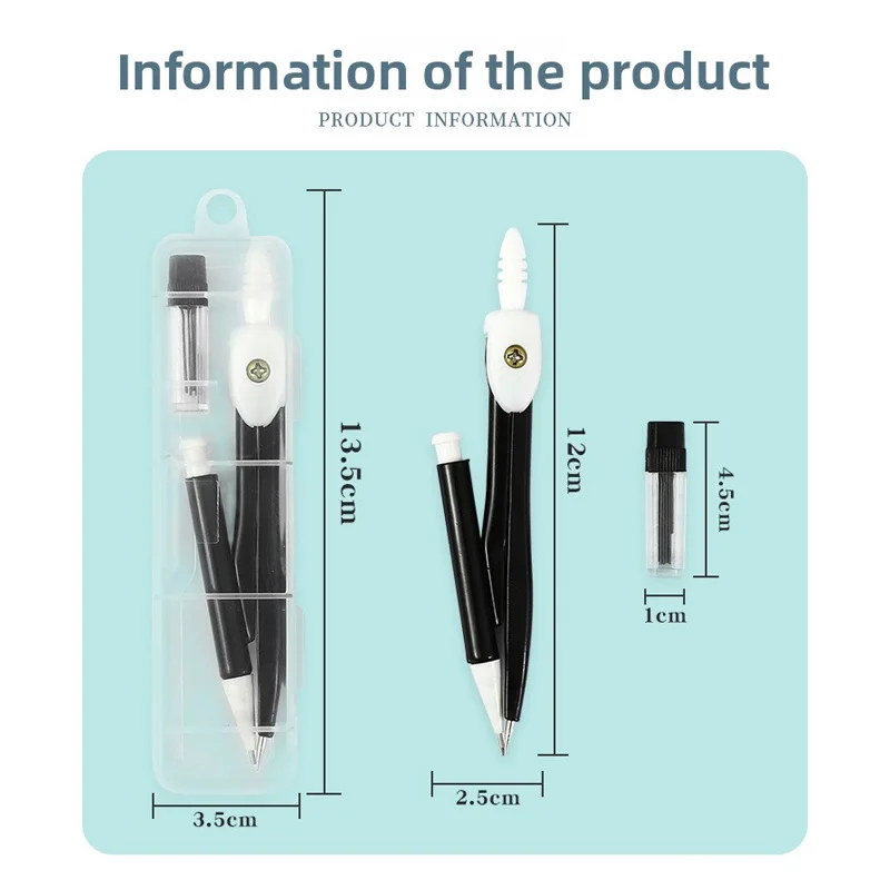 Juego de brújula para examen de estudiante, brújula de dibujo de Metal, herramienta de matemáticas, mapeo multifuncional portátil