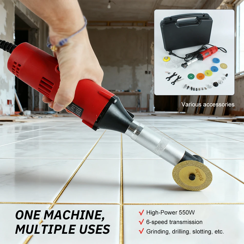 Machine de nettoyage de coulis coudé à 90 degrés, broyeur de moules, polisseuse, outil de nettoyage de coulis de carrelage multifonction, haute puissance 550W