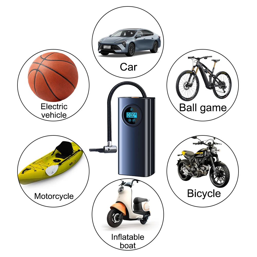 17L/min Car Digital Air Compressor 145Psi 80W Portable Inflator Electric Tire Inflation Air Pump Bicycle Motorcycle Accessories