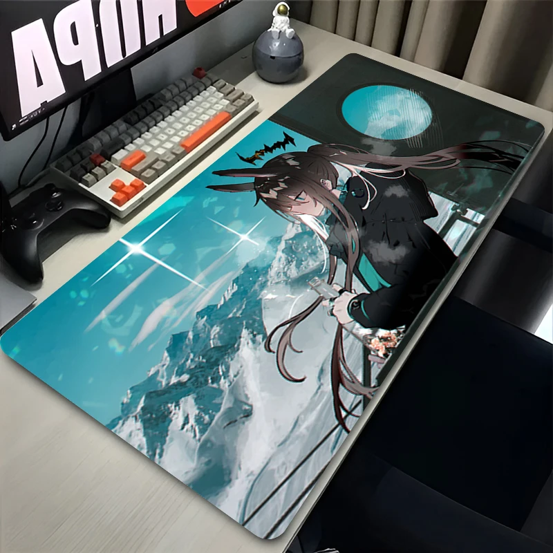 Amiya Mauspad Anime Gamer Computer Zubehör Schreibtischmatte Arknights XXL Spielmatte Gaming Büro Schreibtischunterlage Mauspad Großer PC-Teppich