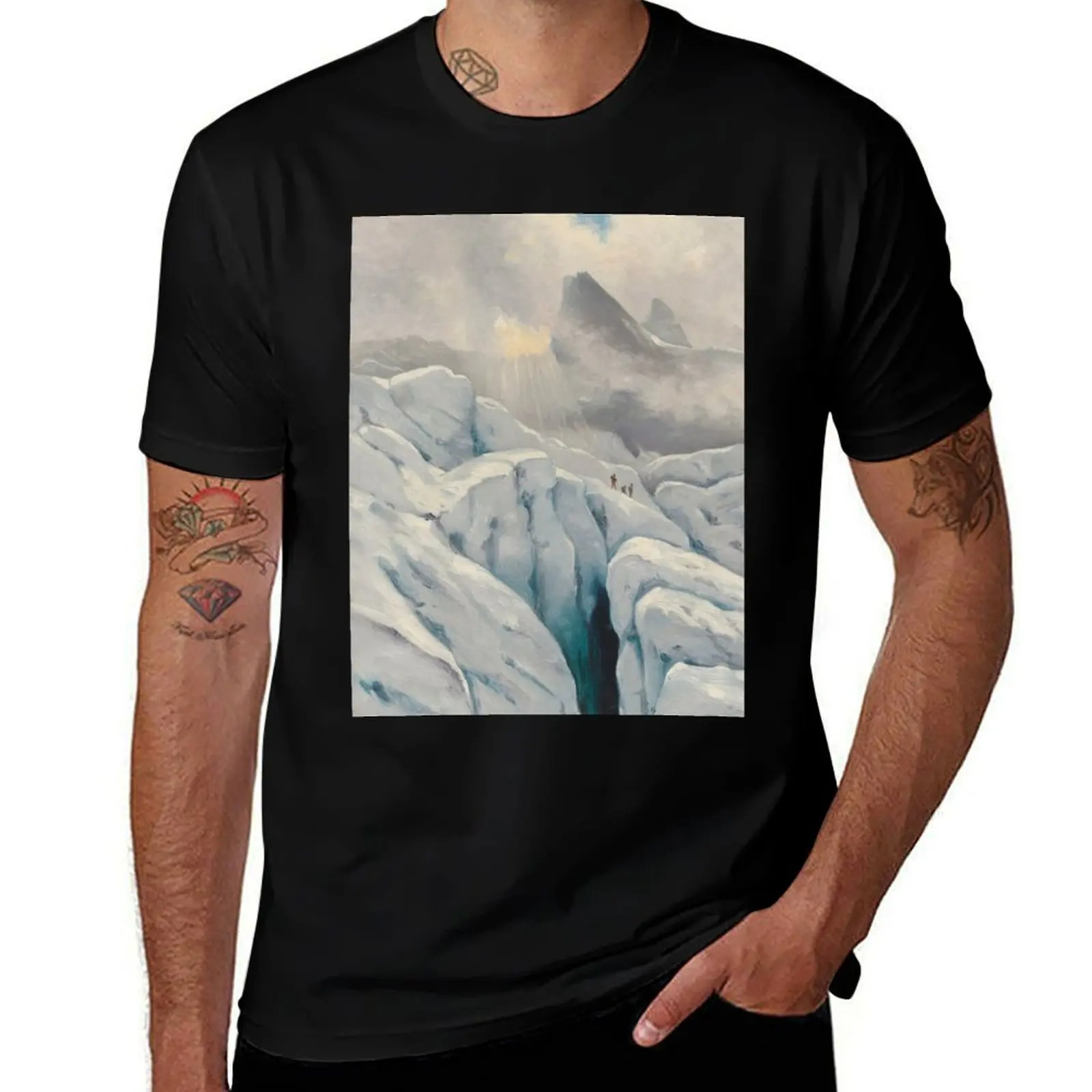 

On the Glacier (19th century) - Gabriel Loppé T-Shirt anime figures sports fans graphics kawaii clothes black t-shirts for men
