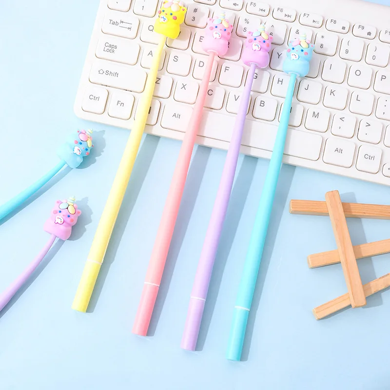 Imagem -04 - Kawaii Unicórnio Soft Shake Gel Pen Desenhos Animados Bonitos Tinta Preta Canetas Neutras Escrita Suave Escola Papelaria Kids Escritório 30 Pcs por Lote