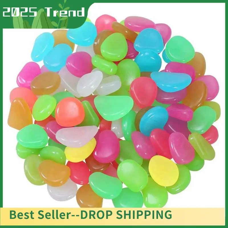 

500 PCS Glow In The Dark Garden Rocks Glowinthedark For Walkways Garden Path Patio Lawn Mix Color