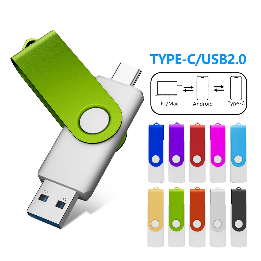 Colour  TYPE-C USB 2.0 Flash Drive 8GB 16GB 32GB 64GB USB Stick Pen Drive 1GB 2GB 4GB Pendrive for Smart Phone/PC Custom