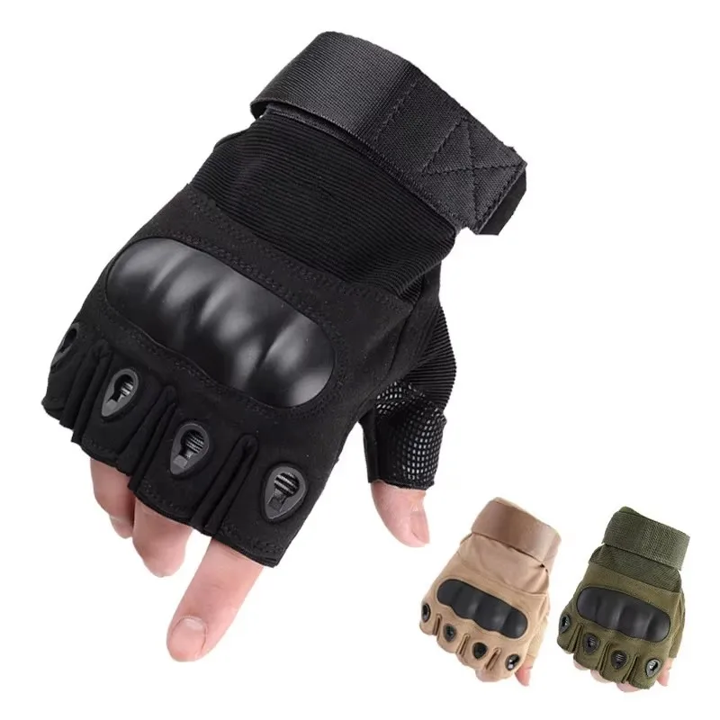 Half Finger Knuckle Enhanced Combat Gloves Tactical Gloves For Outdoor Sport Hunt Riding Hands Protection Work Safety