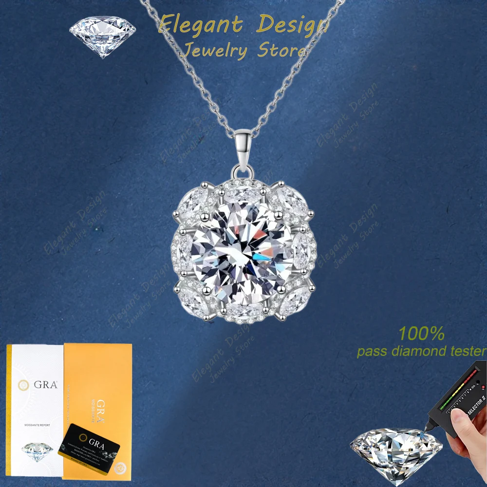 

Luxury Moissanite Diamond Pendant 10Carat PT950 Platinum Necklaces Women Daughter Wedding Party Charm Fine Jewelry