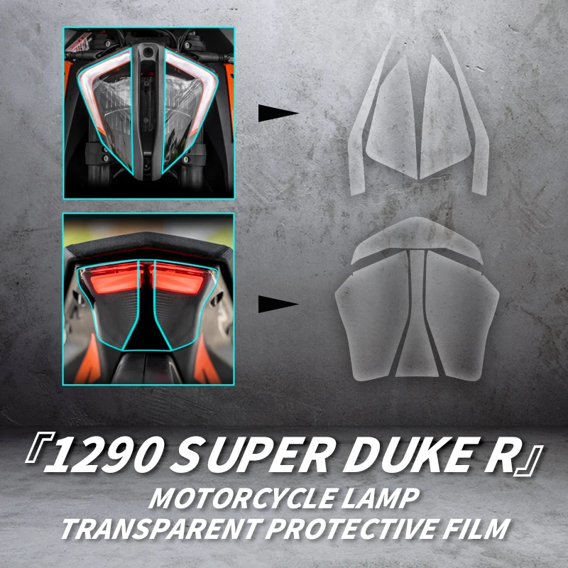 For KTM 1290 Super Duke R  Motorcycle Accessories Lamp Headlight And Taillight Transparent Protective Film Sun Protection Decals