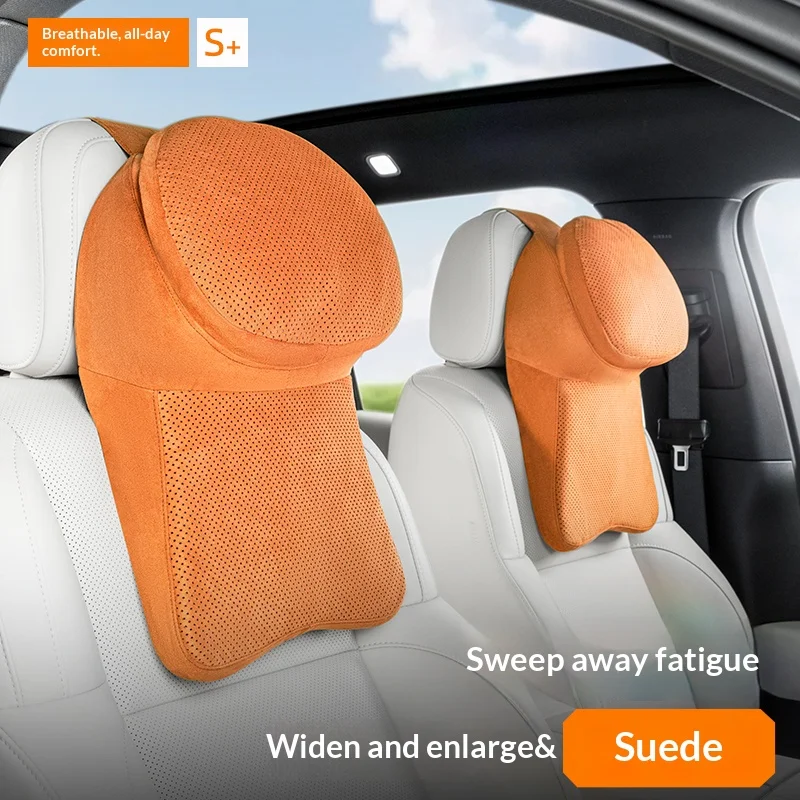 

Widening And Enlarging Suede Car Headrest And Lumbar Support Set Skin Friendly Breathable Soft And Comfortable Five Colors