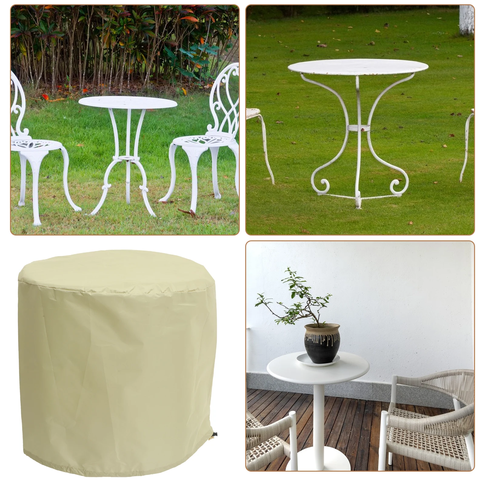 

Waterproof Furniture Cover 190T Silver Coated 47x45cm Round Outdoor Patio Garden Dust Proof Tea Table Protector Easy Clean