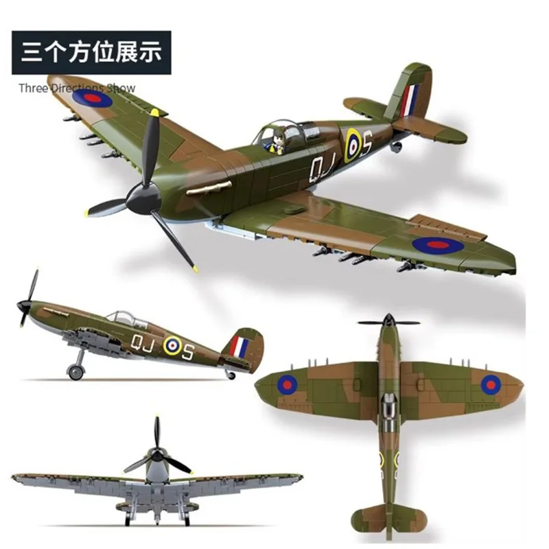 戦争軍隊-軍人-swat-英国：スピットファイア戦闘機-f-mk。-ラタイプモデルビルディングブロックブリックおもちゃギフト100279-100278-100287