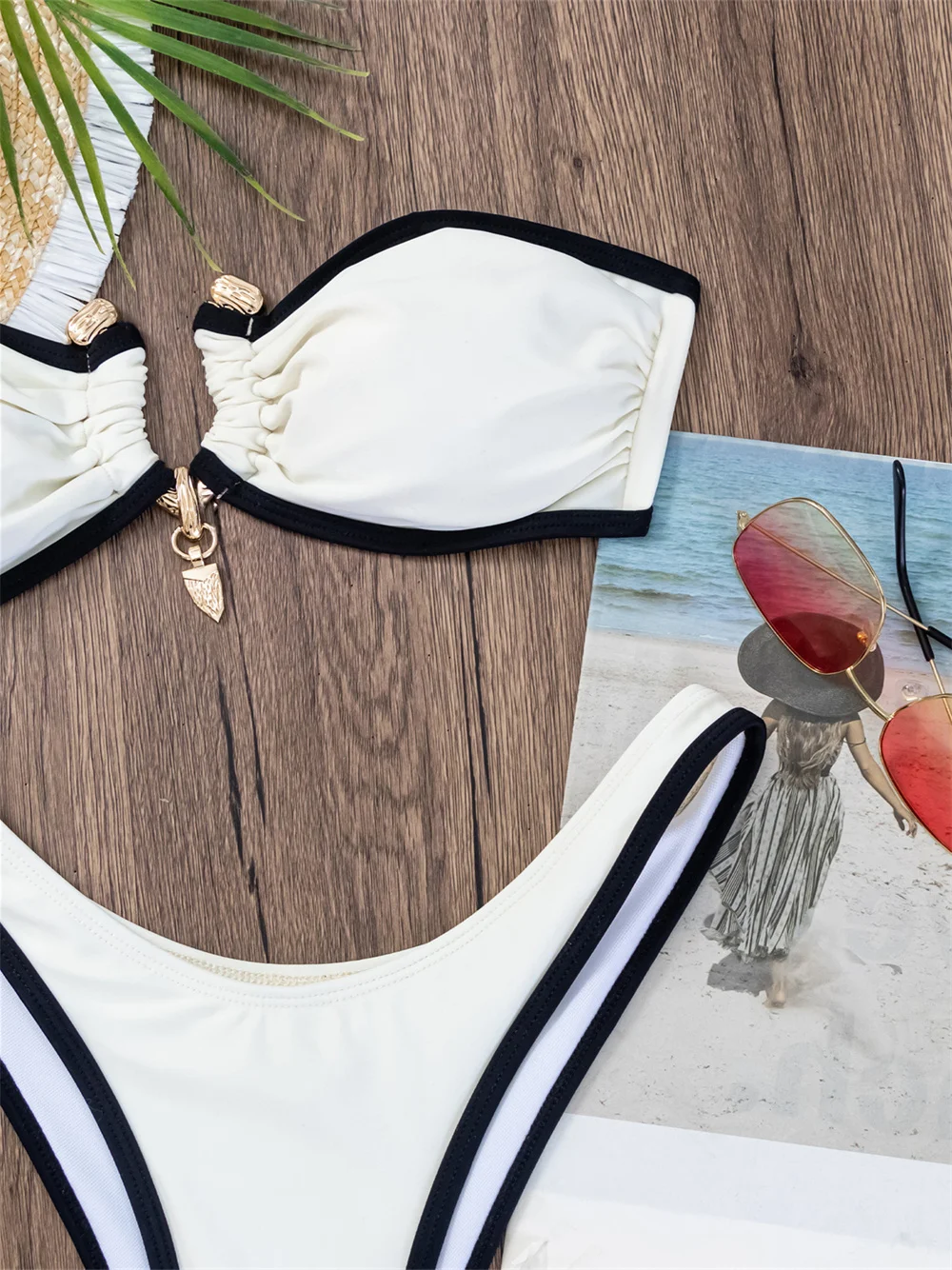 مثير عارية الذراعين ضمادة بيكيني العصابة ملابس السباحة النساء عطلة ملابس السباحة قطعتين حمالة الشاطئ الزي ثوب السباحة البيكينيات مجموعات