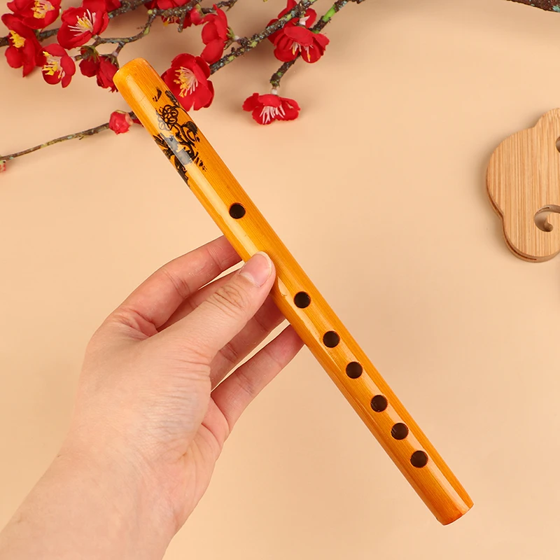 Beginner's Bamboo Flute Traditional Chinese 6-Hole Vertical Flute, Authentic Wooden Instrument for Students Learning Folk Music
