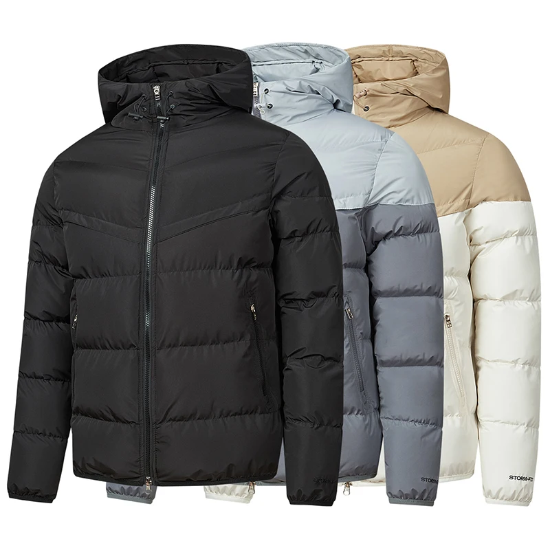 Chaqueta acolchada con capucha para jóvenes y de mediana edad, abrigo acolchado grueso y frío cálido para otoño e invierno, chaqueta a prueba de viento de colores a juego