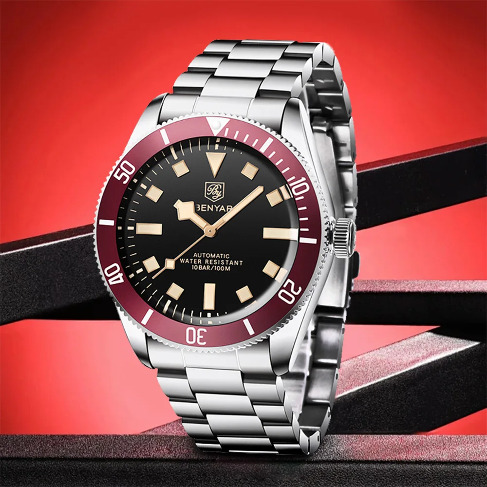 

2026 BENYAR мужские часы модные механические часы BB58 мужские автоматические часы из нержавеющей стали водонепроницаемые спортивные светящиеся часы мужские
